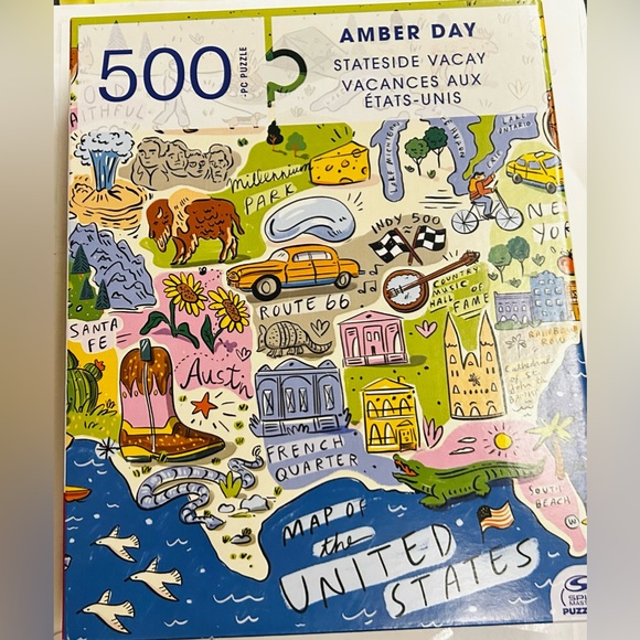 New “Amber Day Stateside Vaca” Map of the US Puzzle 24” x 18” 500 Pieces - Picture 9 of 16
